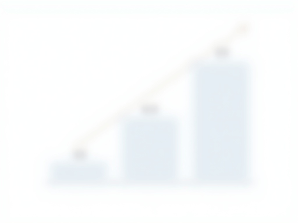 simple and clear infographic showing bar chart with steadily increasing trend line. chart is labe...