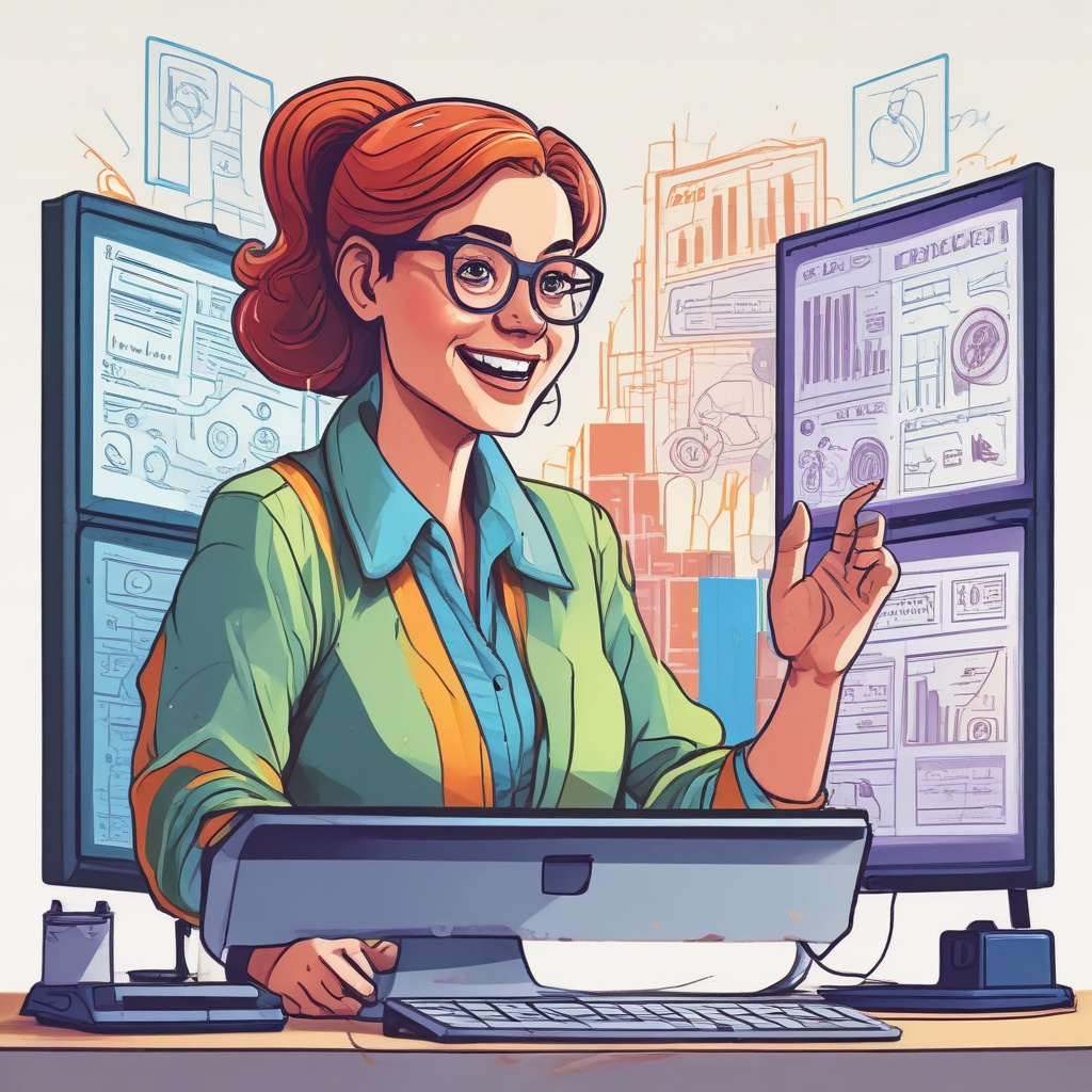 success story . surprised SNS marketing manager looking at increasing sales on their computer scr...