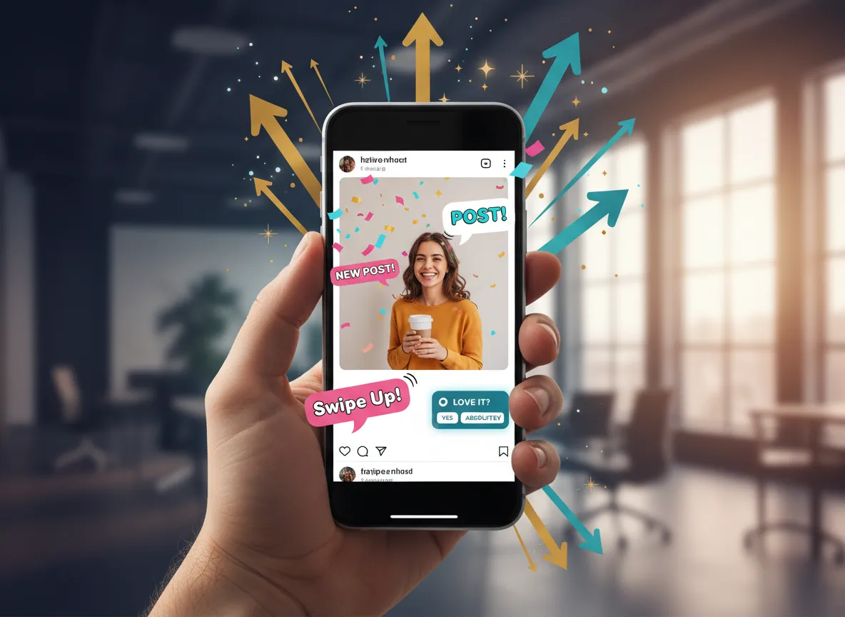 visually appealing and engaging banner for article about improving Instagram Stories. should feat...