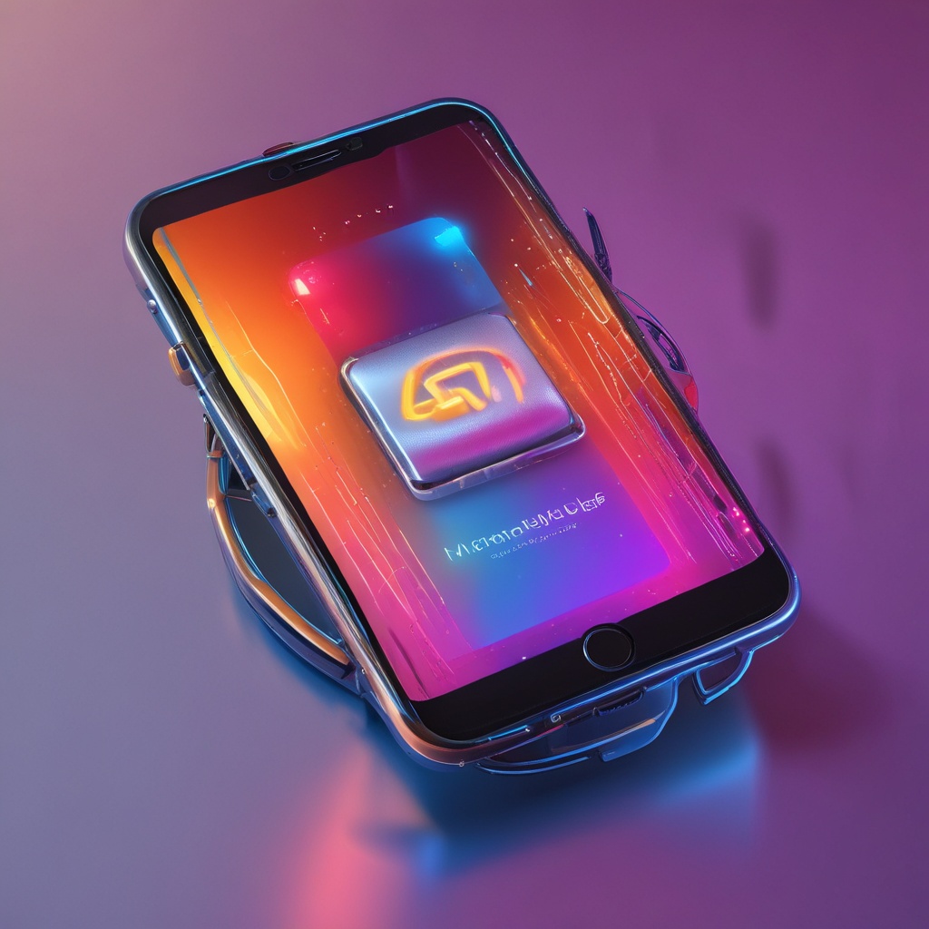 high-end commercial 3D render smartphone screen displaying carousel post with finger hovering ove...