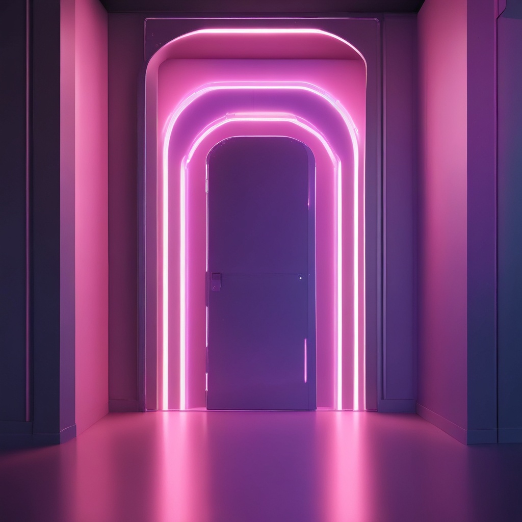 high-end commercial 3D render futuristic 'Open Door' or 'Portal' made light, symbolizing new oppo...