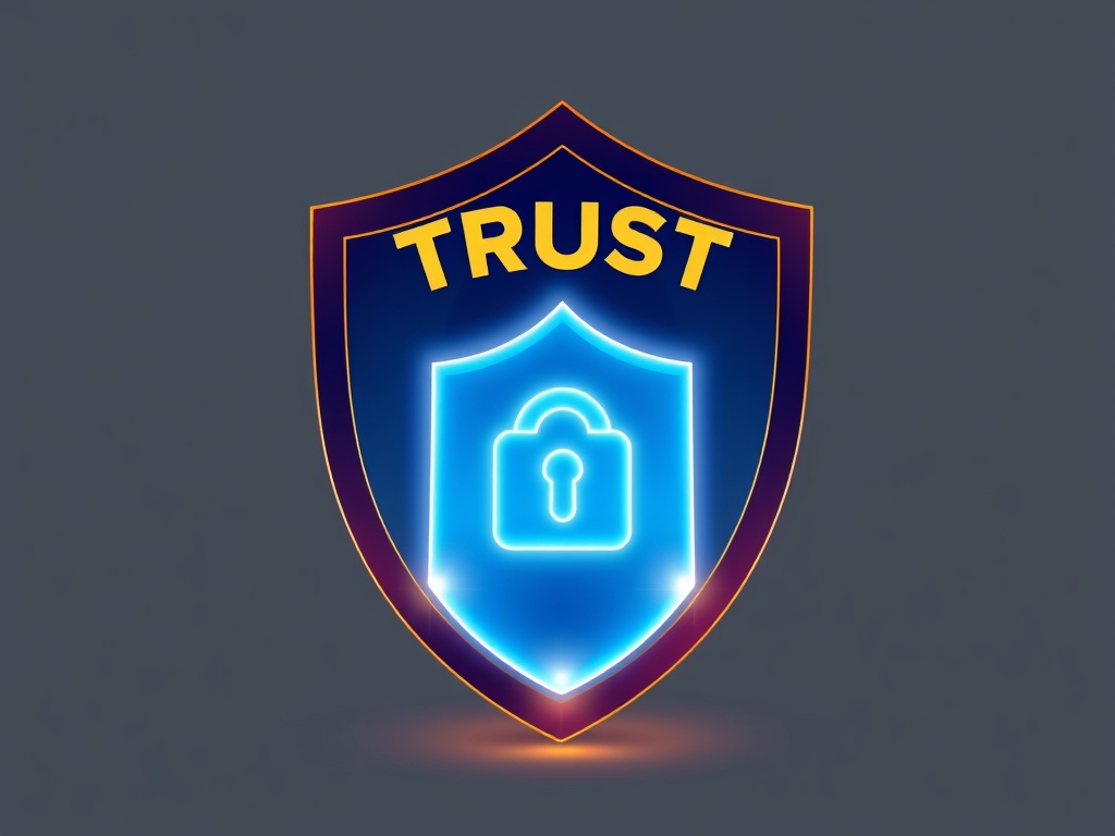 symbolic trust and security. large, glowing digital shield icon protecting smaller social media i...