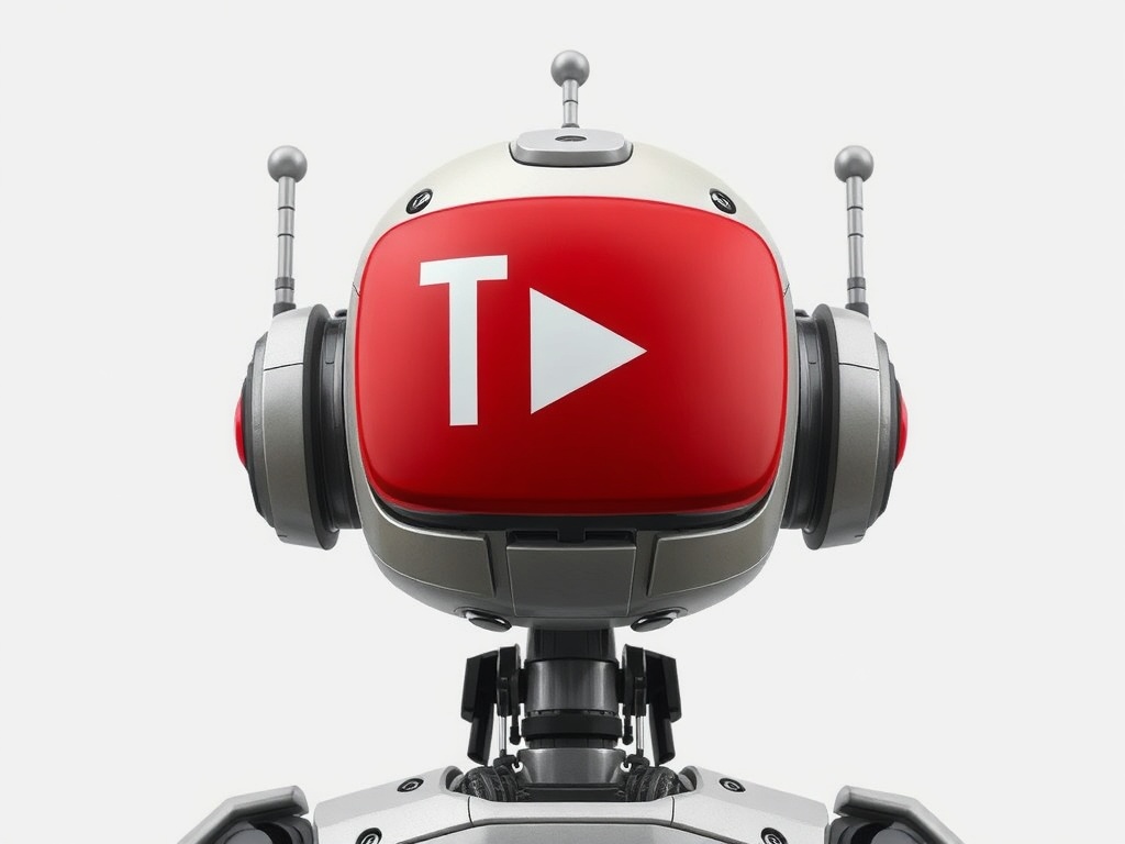 conceptual YouTube algorithm. robot AI filtering out 'fake bot traffic' represented by gray facel...