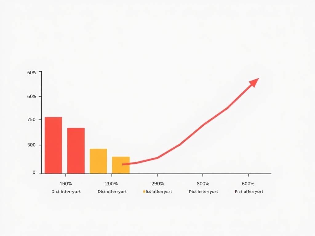 simple and clear infographic showing bar chart with steadily increasing trend line. chart is labe...