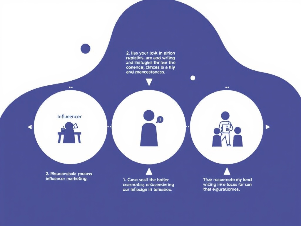 step-by-step flowchart illustrating process influencer marketing: 1. Goal Setting, 2. Influencer ...
