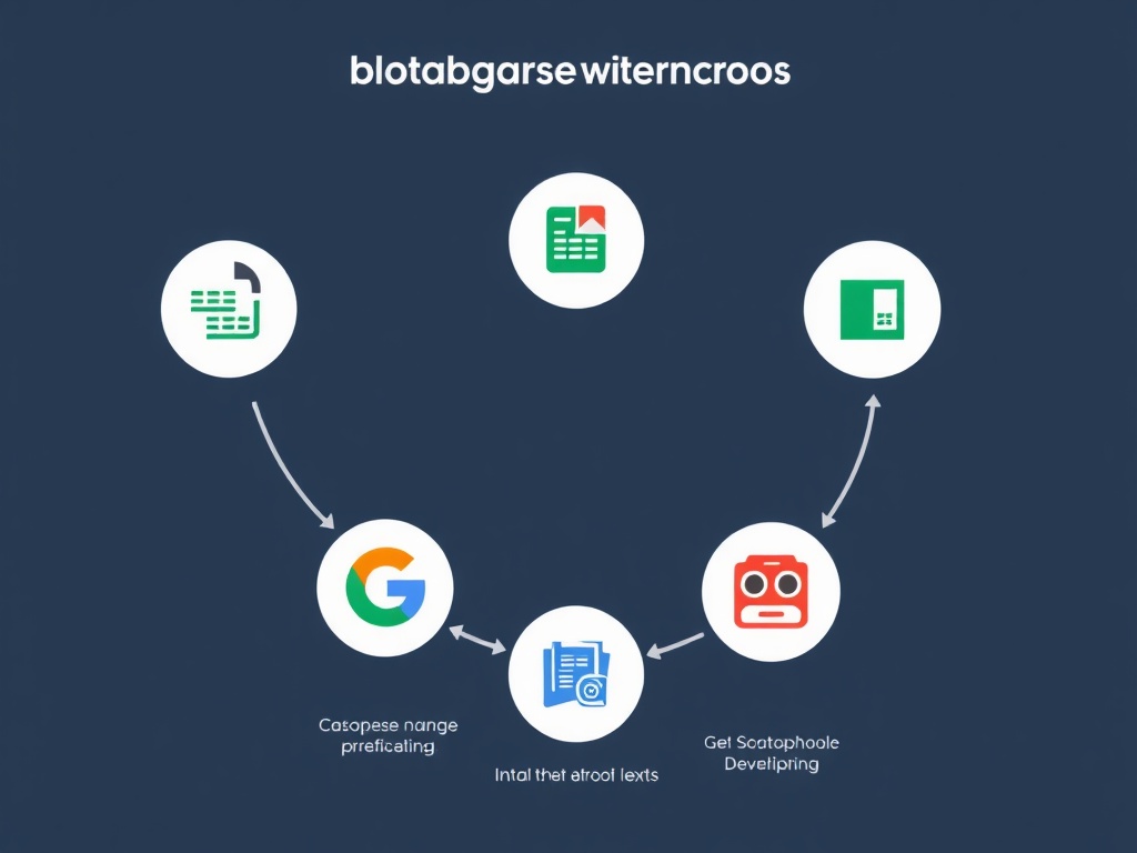 clean and modern infographic diagram showing workflow. Icons for Google Sheets, n8n, ChatGPT, and...