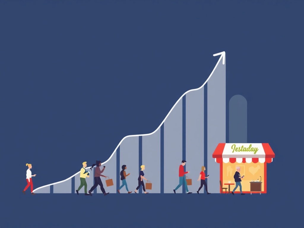visually appealing showing graph with Instagram followers increasing and restaurant foot traffic ...
