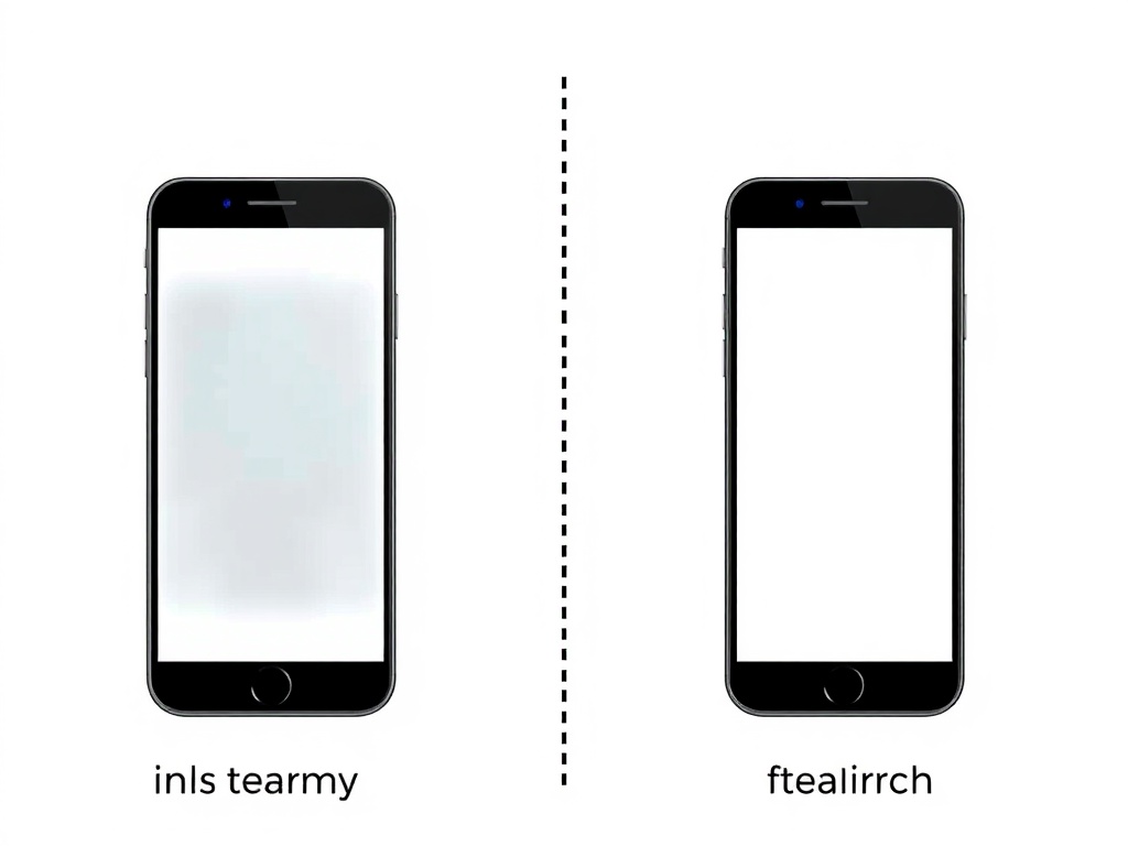 Comparison infographic style showing two smartphone screens. Left screen: blurry, fake-looking fo...