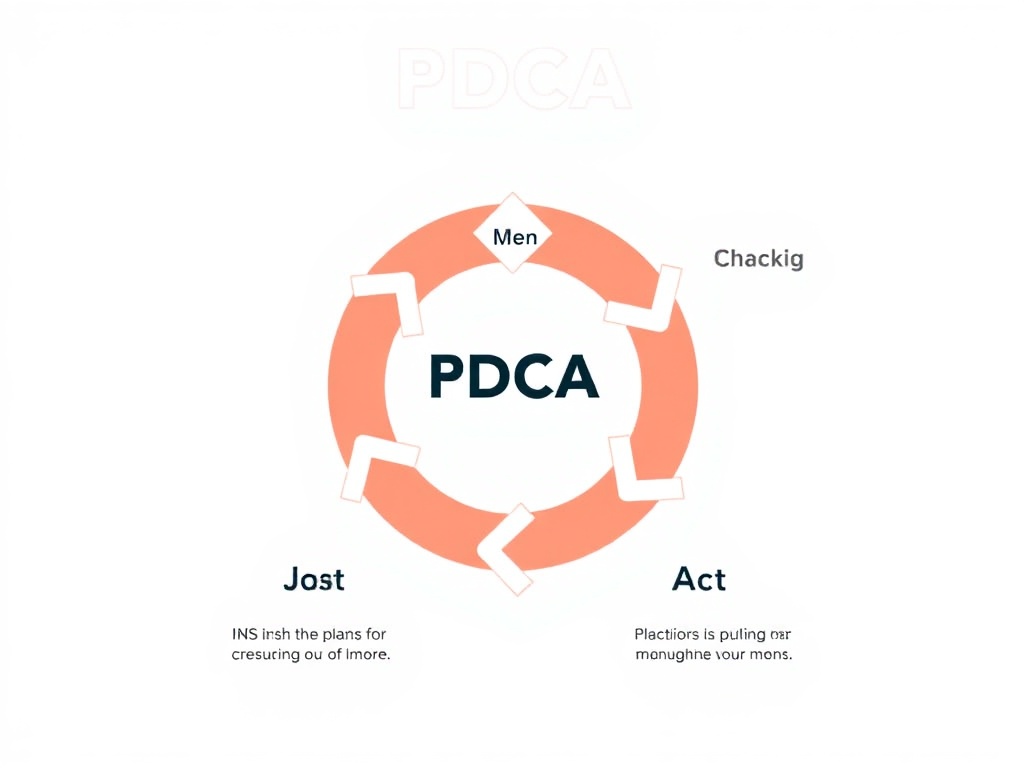clear and concise infographic illustrating PDCA (Plan, Do, Check, Act) cycle in context SNS adver...